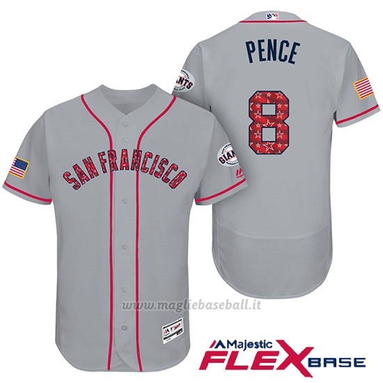Maglia Baseball Uomo San Francisco Giants 2017 Estrellas y Rayas Hunter Pence Grigio Flex Base